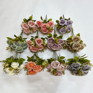 Factory Direct Artificial Flowers 11 Heads Camellia Bush